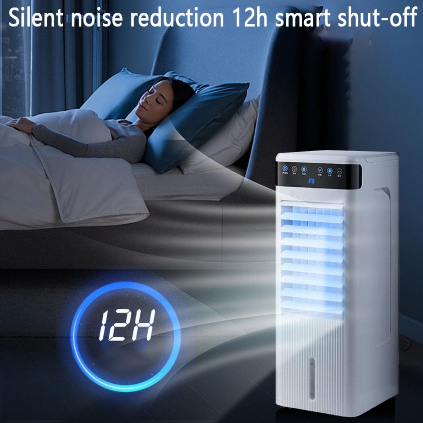 GENERIC Climatiseur Portable Avec Ventilateur Et Système De Refroidissement Sans évacuation, 3 Vitesses, Grand Réservoir, Silencieux (46 DB), Minuterie 12 H Et Compartiment à Glace. Idéal Pour La Ch