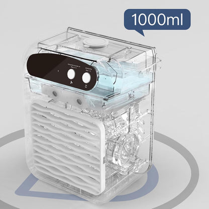  Naroote Ventilateur De Bureau USB, Climatiseur électrique De Bureau Rechargeable Avec Humidificateur Et Réservoir D'eau De 1000Ml, Appareils De Refroidissement Portables Pour L'été (WHITE)