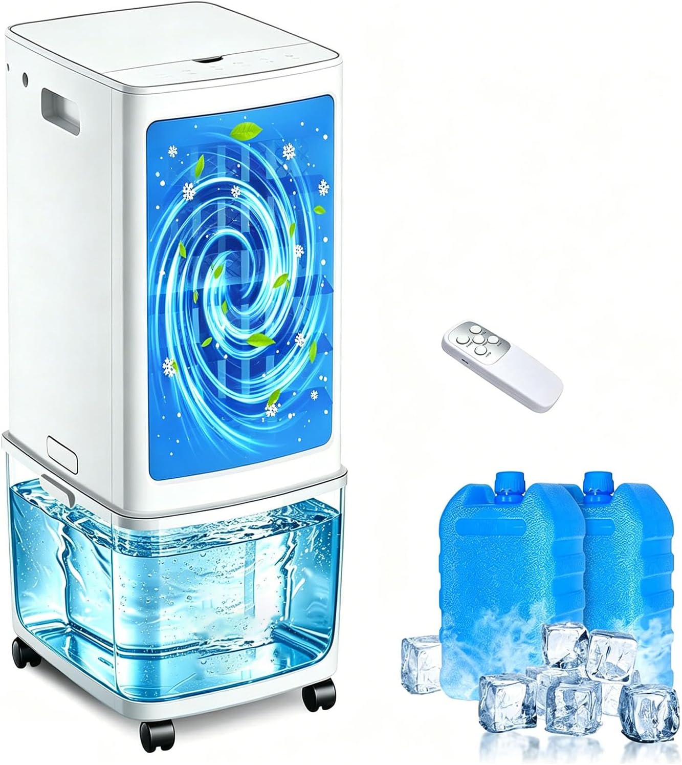 GENERIC Refroidisseur D'air évaporatif Portable, 3100 CFM, Refroidisseur De Marais Avec 3 Modes Et 3 Vitesses, Oscillation à 120°, Minuterie De 0 à 7,5 H, Pour Terrasse, Garage, Refroidissement Extérieur