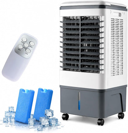 GENERIC Refroidisseur D'évaporation 12L Avec Télécommande, Minuterie Et Tampons 3 Faces.Ventilateur De Climatiseur Portable Pour Le Bureau à Domicile.Comprend Filtre à Poussière, Roues Et Réservoir Amovible P