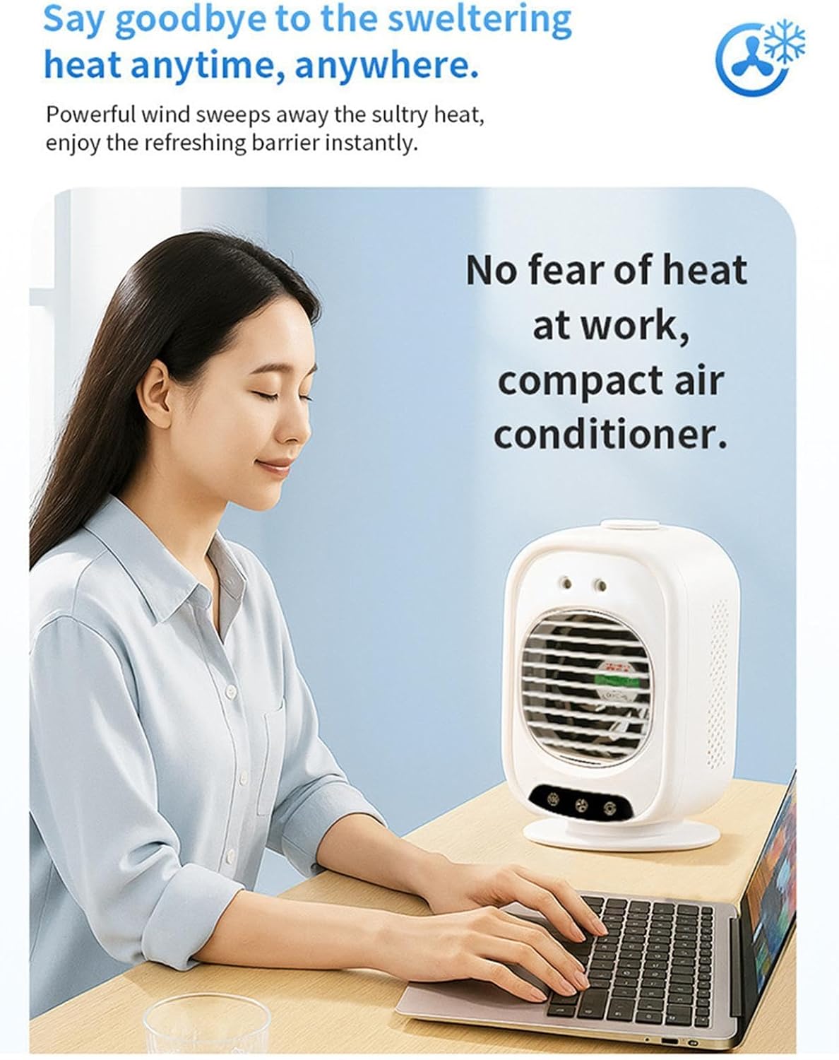  Climatiseur Personnel | Rotation À 150 Degrés Faible Niveau Sonore 3 Vitesses De Ventilation | Ventilateur Climatiseur | Pour Voyage, Camping, Maison, Chambre, Salon, Voiture, Dortoir, Bureau