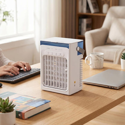  Yctze Refroidisseur D'air éVaporatif Portable Pour Travailleurs De Bureau Chambre à Coucher Bureau Refroidit L'air De 3-6°c Avec 4 Vitesses Vent Et Brume D'eau Réservoir D'eau