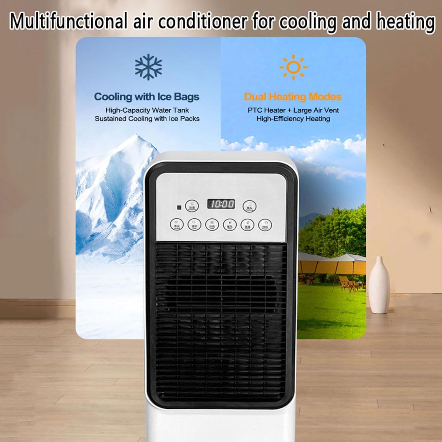 GENERIC Ventilateur Colonne Sans Pales Avec Réservoir D'eau De 3 Litres, Télécommande, Minuterie 12 Heures, Oscillation À 120°, 4 Modes, 3 Vitesses – Climatiseur Portable Pour Chambre À Coucher