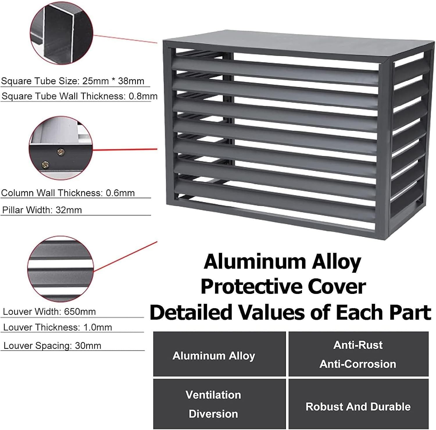  Grille De Protection Extérieure Pour Climatiseurs Et Pompes à Chaleur, Couvercle De Protection En Aluminium Pour Climatiseurs Et Pompes à Chaleur, Boîtier Décoratif Pour