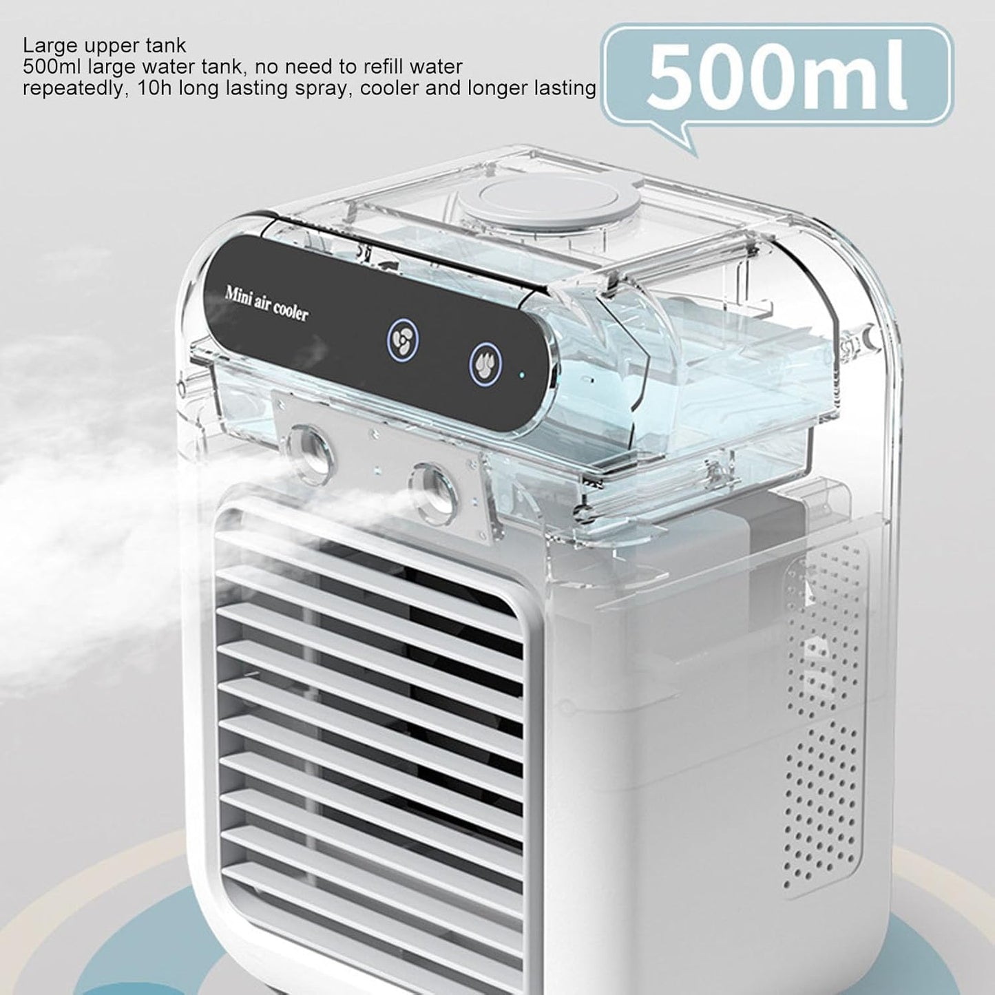  Climatiseurs Portables, Climatiseurs Portables, Refroidisseur Personnel, Réservoir D'eau, Petit Refroidisseur Pour Chambre, Bureau, Camping-car, 500 Ml
