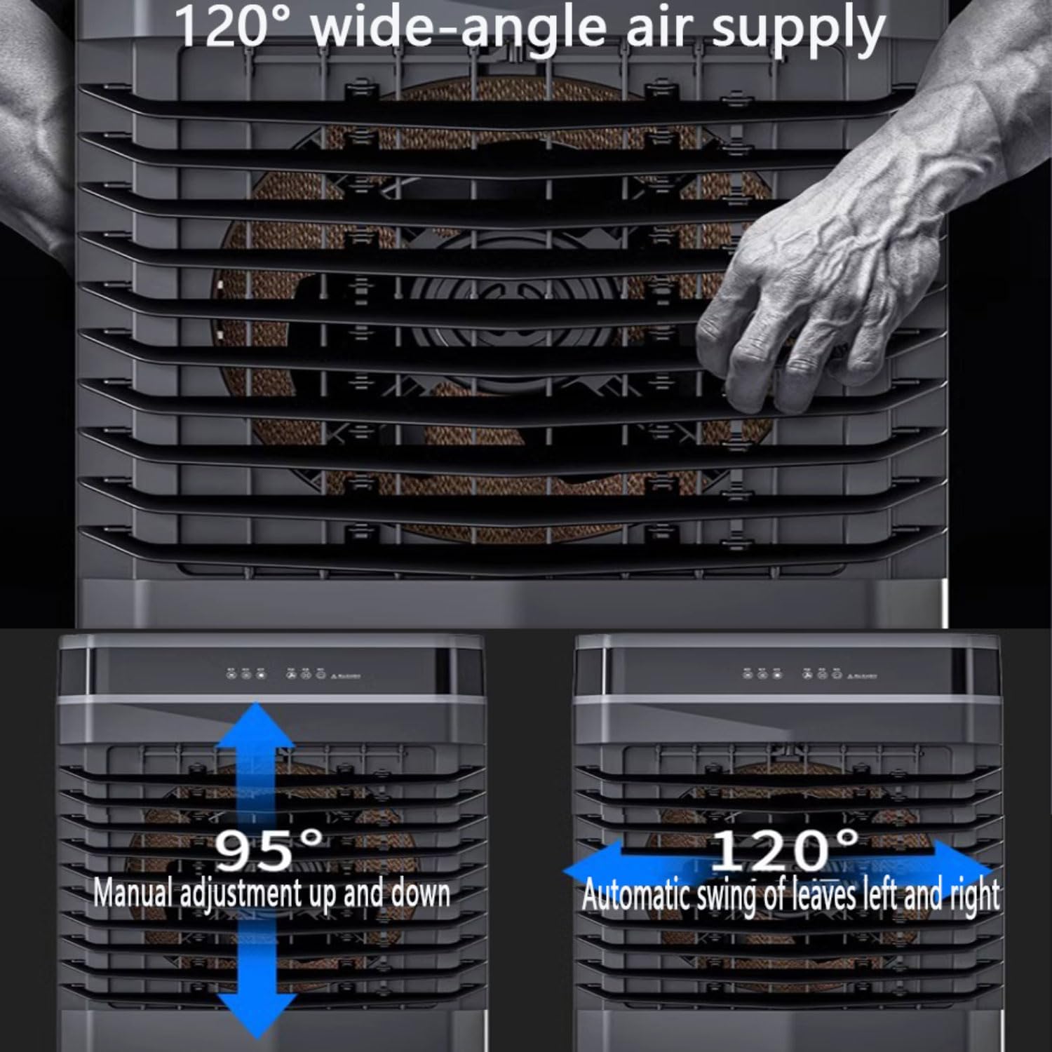  Refroidisseur Évaporatif Climatiseur Mobile Silencieux 20/30/40 Litres Purificateur D'air Avec Panneau Évaporatif Refroidissement Ventilation Affichage Tactile Ventilateur Refroidisseur D'air