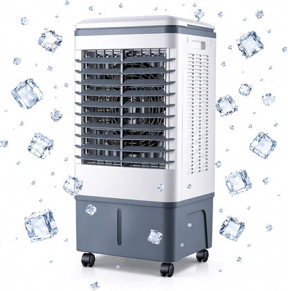 GENERIC Refroidisseur D'air évaporatif Compact Avec Télécommande, Ventilateur à 3 Vitesses, Minuterie 7.5H, Packs De Glace Et Roues Verrouillables Pour Chambre à Coucher, Bureau, Confort De Refroidissement De