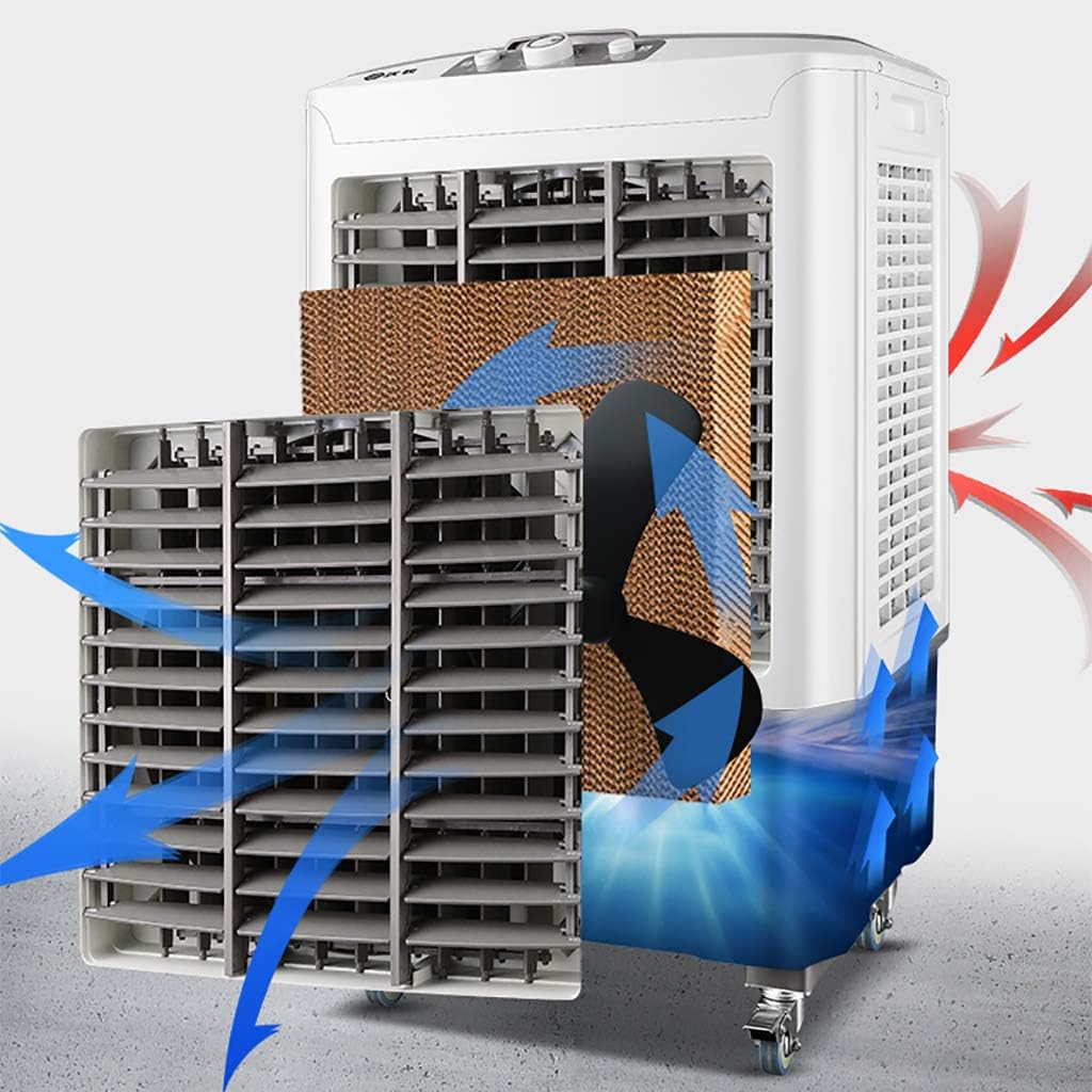  Rafraîchisseur D'air Portable Par évaporation Avec 4 Roues Universelles, Réservoir D'eau De 60 L, Oscillation à 120 °, Léger, 3 Vitesses, Refroidissement Jusqu'à 60 M², Pour Intérieur Et Maison