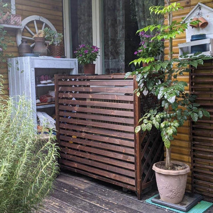 GENERIC Housse De Climatiseur D'extérieur XL Et écran De Clôture En Bois Massif Pour Balcon Et Jardin, Installation Facile, Dimensions : L 120 X L 57 X H 100 Cm