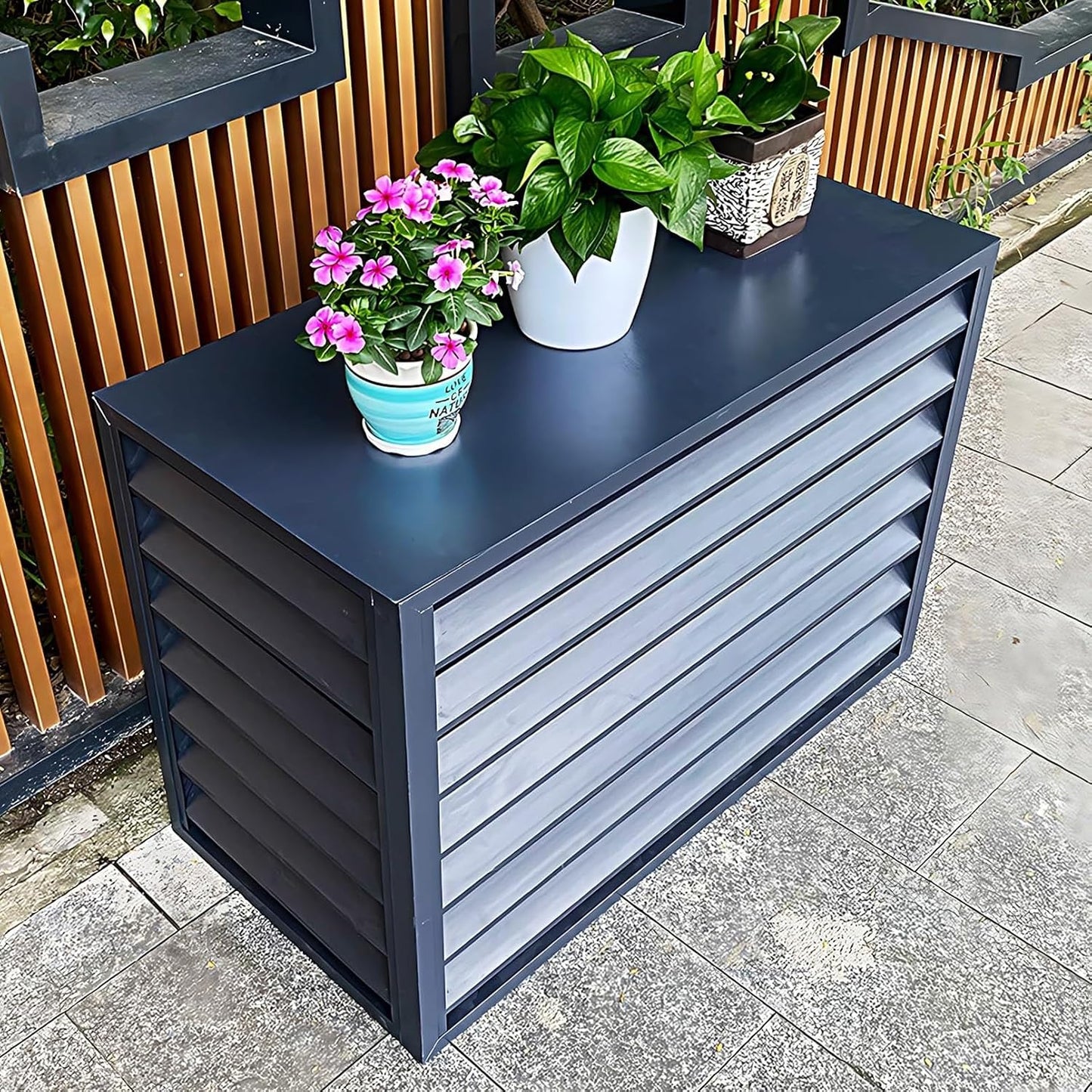 Grille Décorative En Aluminium Pour Climatiseur Et Pompe à Chaleur, Protection De Confidentialité Pour Climatiseur Extérieur, Autoportante