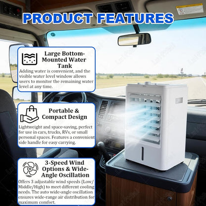  Climatiseur Portable 12v/24v, Refroidisseur D'air Par éVaporation à 3 Vitesses Pour Caravane, Camping-Car, Fourgon AméNagé Et Camion - Solution De Refroidissement 24V
