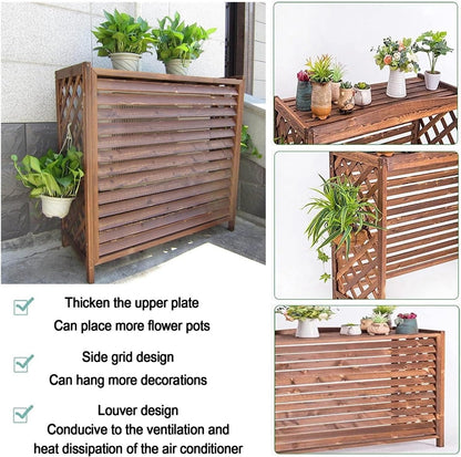  Couvercle De Protection En Bois Pour Climatiseur Extérieur, Cadre étanche Pour Climatiseur Extérieur à Persiennes, Coque De Poubelle Dissimulée, Facile à Installer