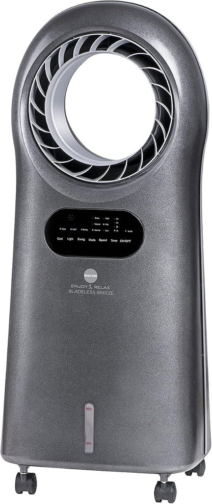  Macom Enjoy & Relax 989 Bladeless Breeze Refroidisseur évaporatif Sans Pales Gris Débit 10 M³/Min