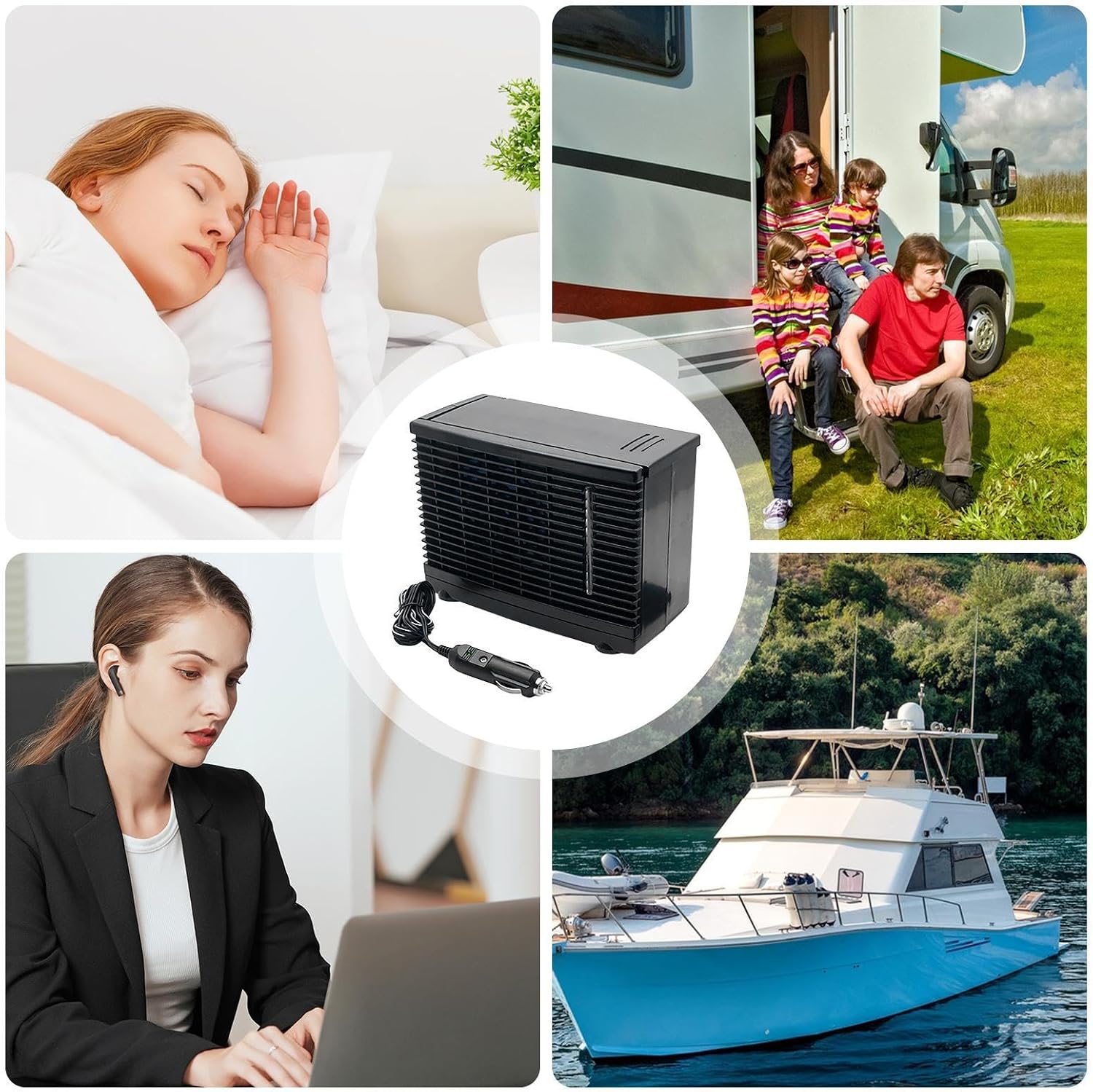 Genérico Ventilateur D'air De Voiture - Refroidisseur évaporatif En PP 12 V, Ventilateur D'air Pour Véhicule, Réservoir D'eau Portable, Machine Adhésive Pour Tableau De Bord | Sistem