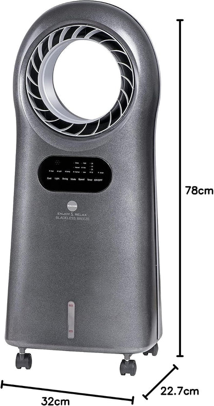  Macom Enjoy & Relax 989 Bladeless Breeze Refroidisseur évaporatif Sans Pales Gris Débit 10 M³/Min