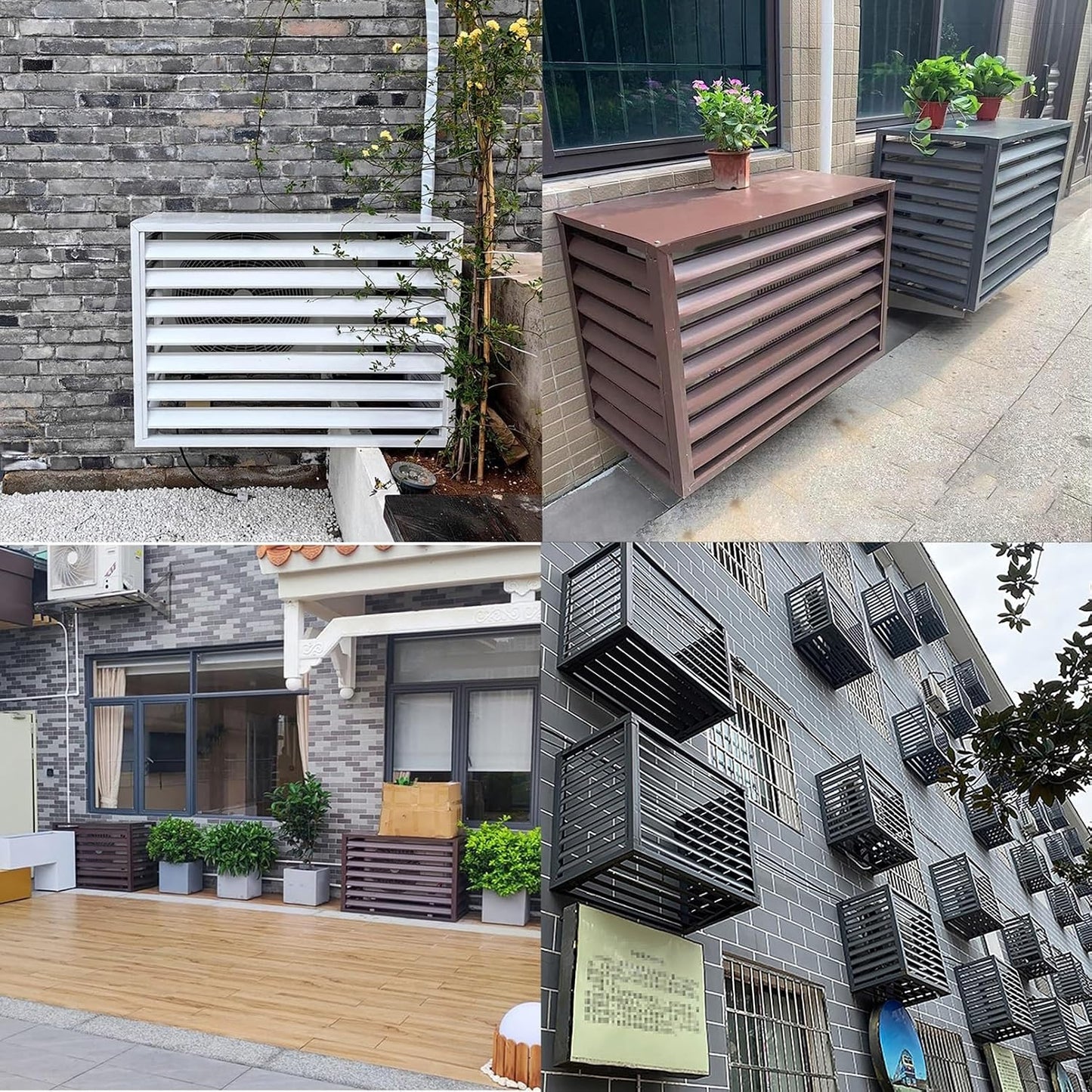  Grille De Protection Pour Climatiseur Extérieur Et Support De Fleurs En Aluminium Pour Climatiseurs Et Pompes à Chaleur. Boîtier Autoportant Pour Poubelles Ou Climatiseur