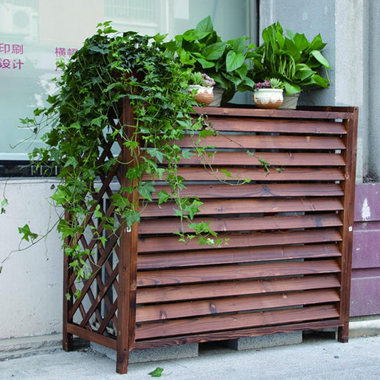 GENERIC Housse De Protection En Bois Massif Pour Climatiseur Et Pompe à Chaleur, 85 X 35 X 75 Cm – Volet Décoratif, Coque De Poubelle, Support De Fleurs, Grille Pour Utilisation En Extérieur