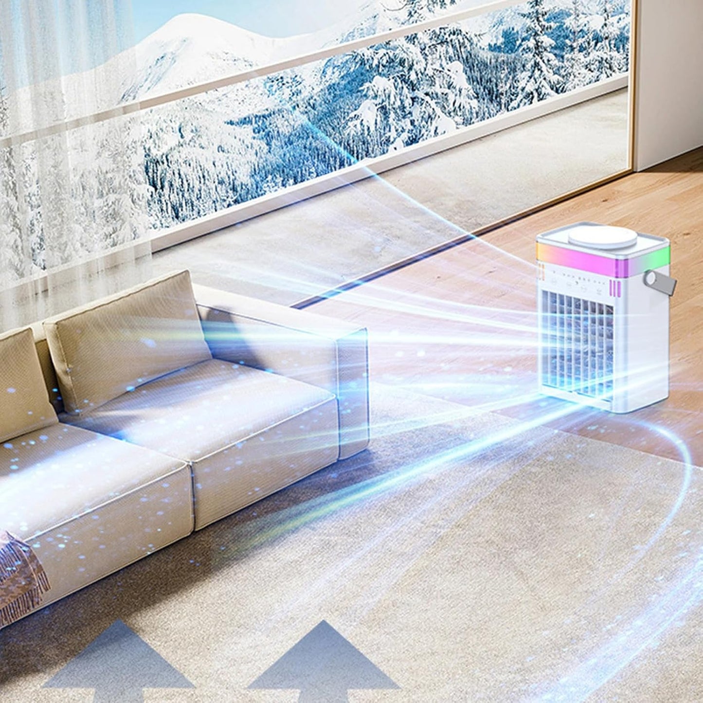  Climatiseur Évaporatif Silencieux Mobile, Ventilateur Colonne Sans Pales Intelligent Avec Télécommande, Refroidisseur D'Air Portable à Usage Domestique Pour Chambre, Salon, Dortoir D'Été