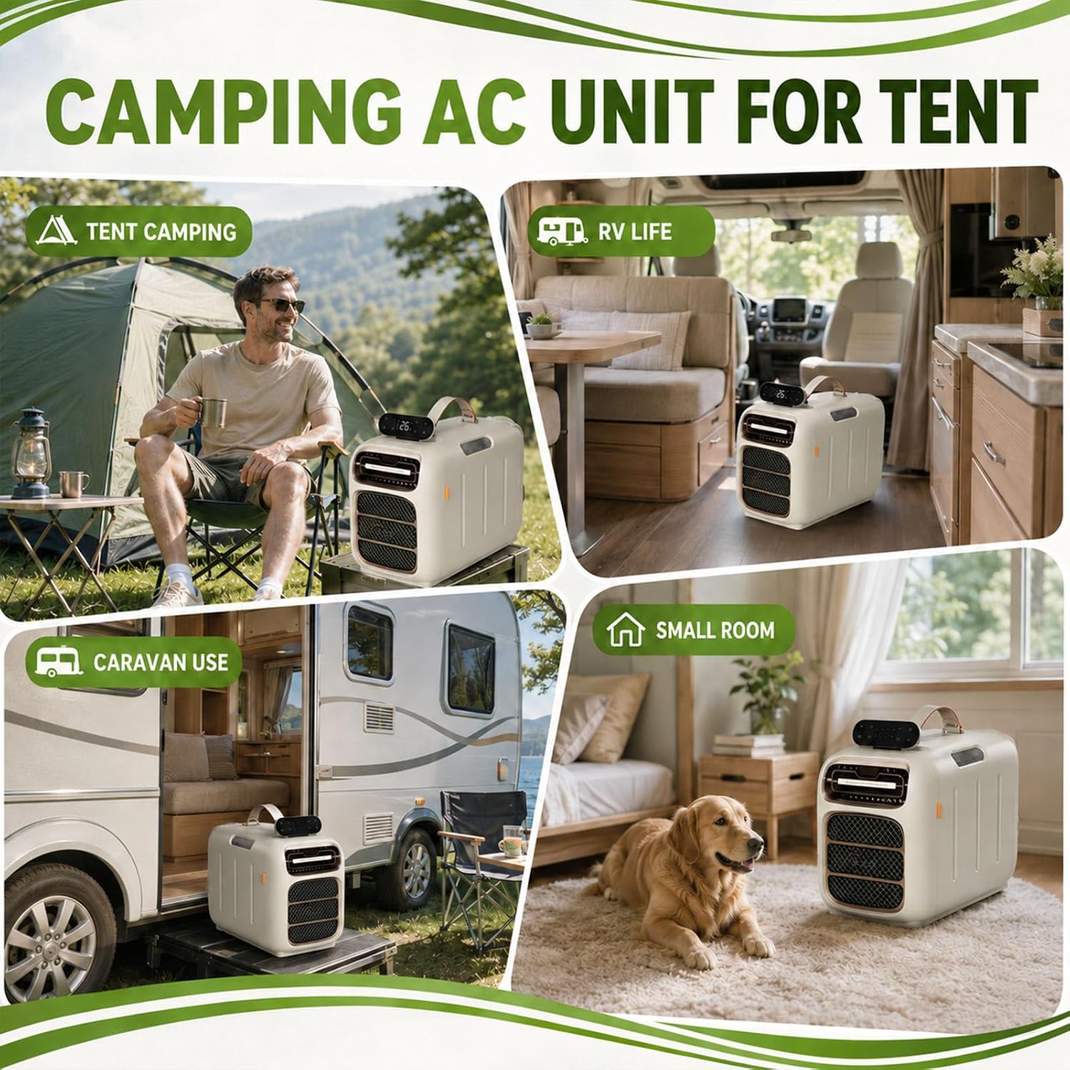  Climatiseur Portable, 4700 BTU Refroidissement Et Chauffage, 45dB Unité De Climatisation Tranquille Pour Campeur De Tente, Conception Auto-évaporée Avec Télécommande, Refroidisseur De Voyage Compact P