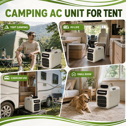  Climatiseur Portable, 4700 BTU Refroidissement Et Chauffage, 45dB Unité De Climatisation Tranquille Pour Campeur De Tente, Conception Auto-évaporée Avec Télécommande, Refroidisseur De Voyage Compact P