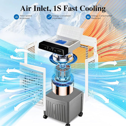 GENERIC Refroidisseur D'air Par évaporation Industriel 40 L Avec Télécommande, Blocs De Glace Inclus, Ventilateur De Refroidissement Commercial, Faible Consommation D'énergie, Refroidisseur D'air
