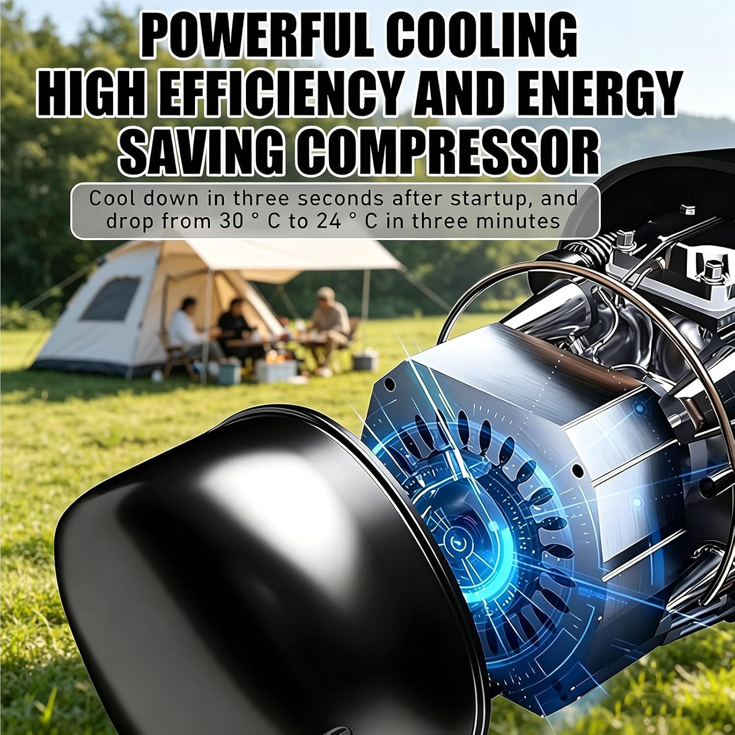  Climatiseur D'extérieur Portable,Climatiseur Mobile,pour Tente,Refroidissement/Chauffage,3 Vitesses De Ventilation,Faible Consommation D'énergie Aucune Installation Nécessaire Cold+Heat