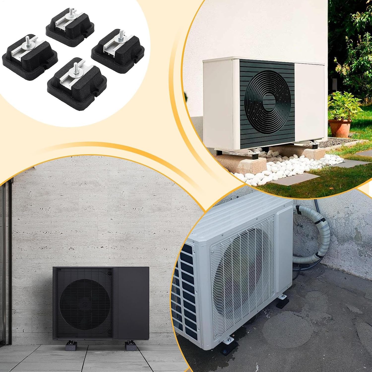  Supports Antivibratiles Pour Climatiseurs | Base Antivibratile Pour Climatiseur - Support Renforcé Pour Compresseur Extérieur Climatiseur Split Installation Au Sol