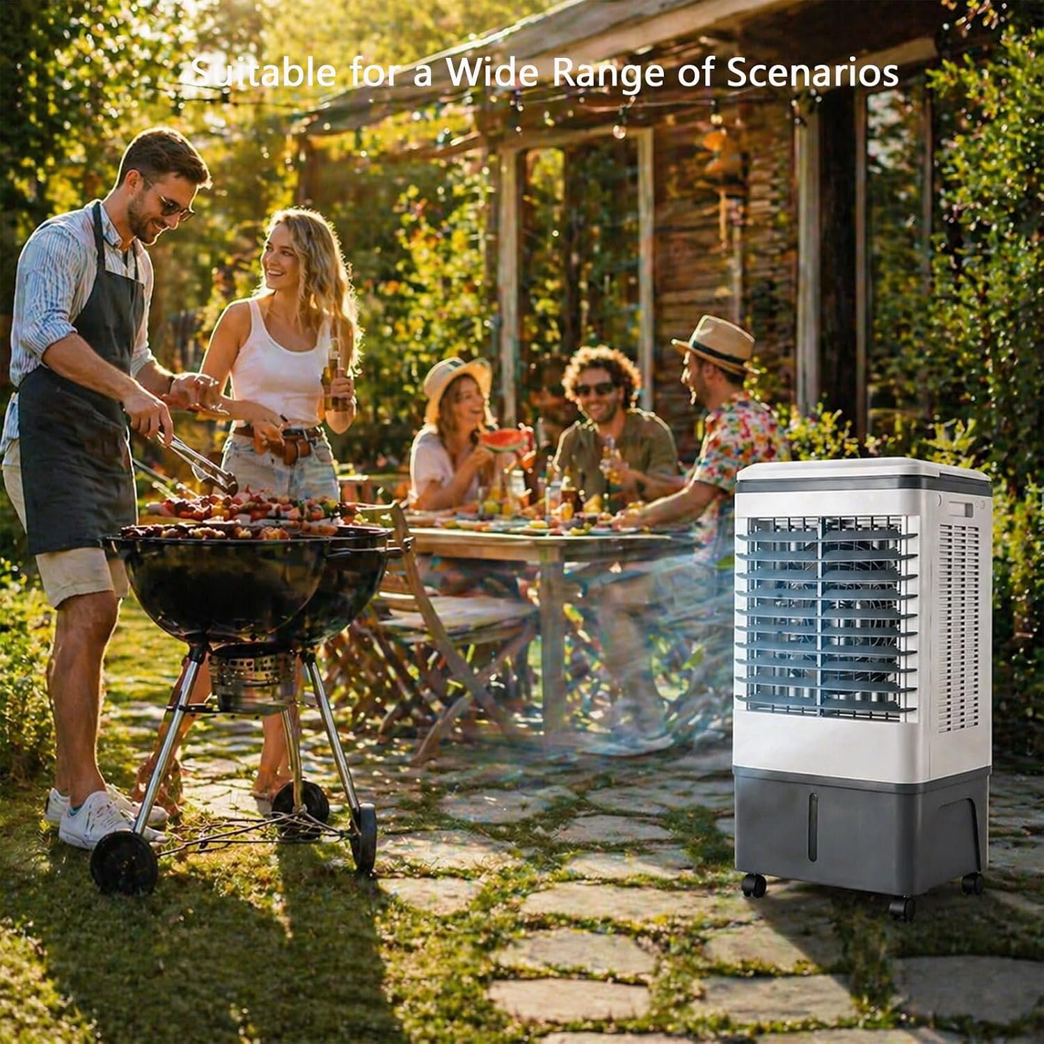 GENERIC Refroidisseur D'air évaporatif Compact Avec Télécommande, Ventilateur à 3 Vitesses, Minuterie 7.5H, Packs De Glace Et Roues Verrouillables Pour Chambre à Coucher, Bureau, Confort De Refroidissement De