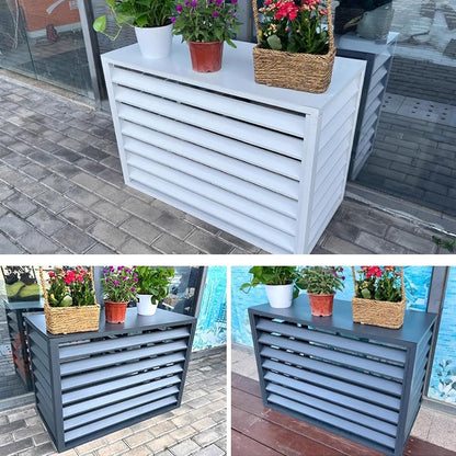 GENERIC Housse En Aluminium à 4 Panneaux Pour Climatiseur Et Pompe à Chaleur, Support De Fleurs Blanches, 110 X 60 X 80 Cm