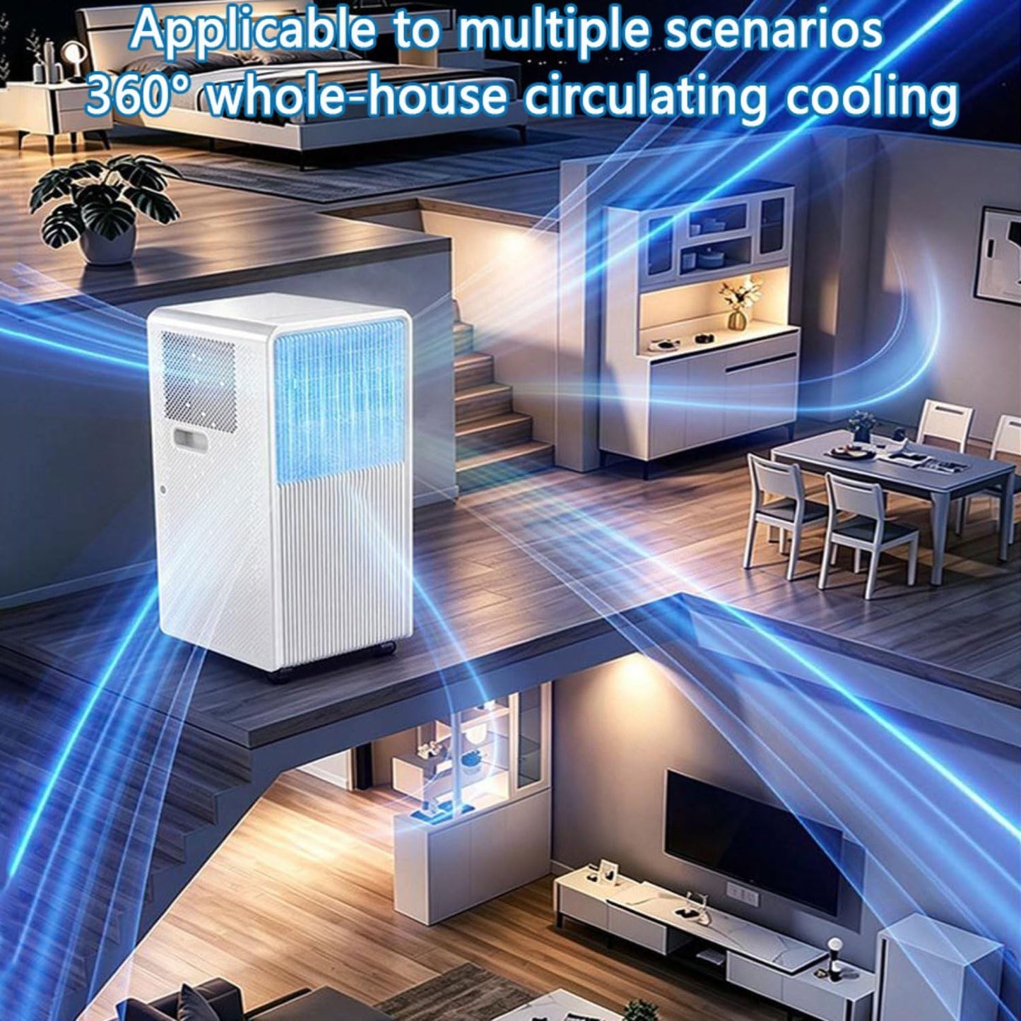  Climatiseurs Portables Climatiseur Portable Jusqu'à 300 Sq.Ft.Quiet Smart AC Unité Avec Ventilateur Cool Déshumidificateur Sleep 24H Timer Remote & Installation Kit De Refroidissement Portable Unité D