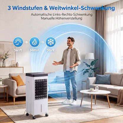  Refroidisseur Par évaporation Avec Ventilateur, 3 Vitesses, Télécommande, économie D'énergie, Idéal Pour Un Usage Domestique