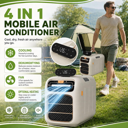  Climatiseur Portable, 4700 BTU Refroidissement Et Chauffage, 45dB Unité De Climatisation Tranquille Pour Campeur De Tente, Conception Auto-évaporée Avec Télécommande, Refroidisseur De Voyage Compact P
