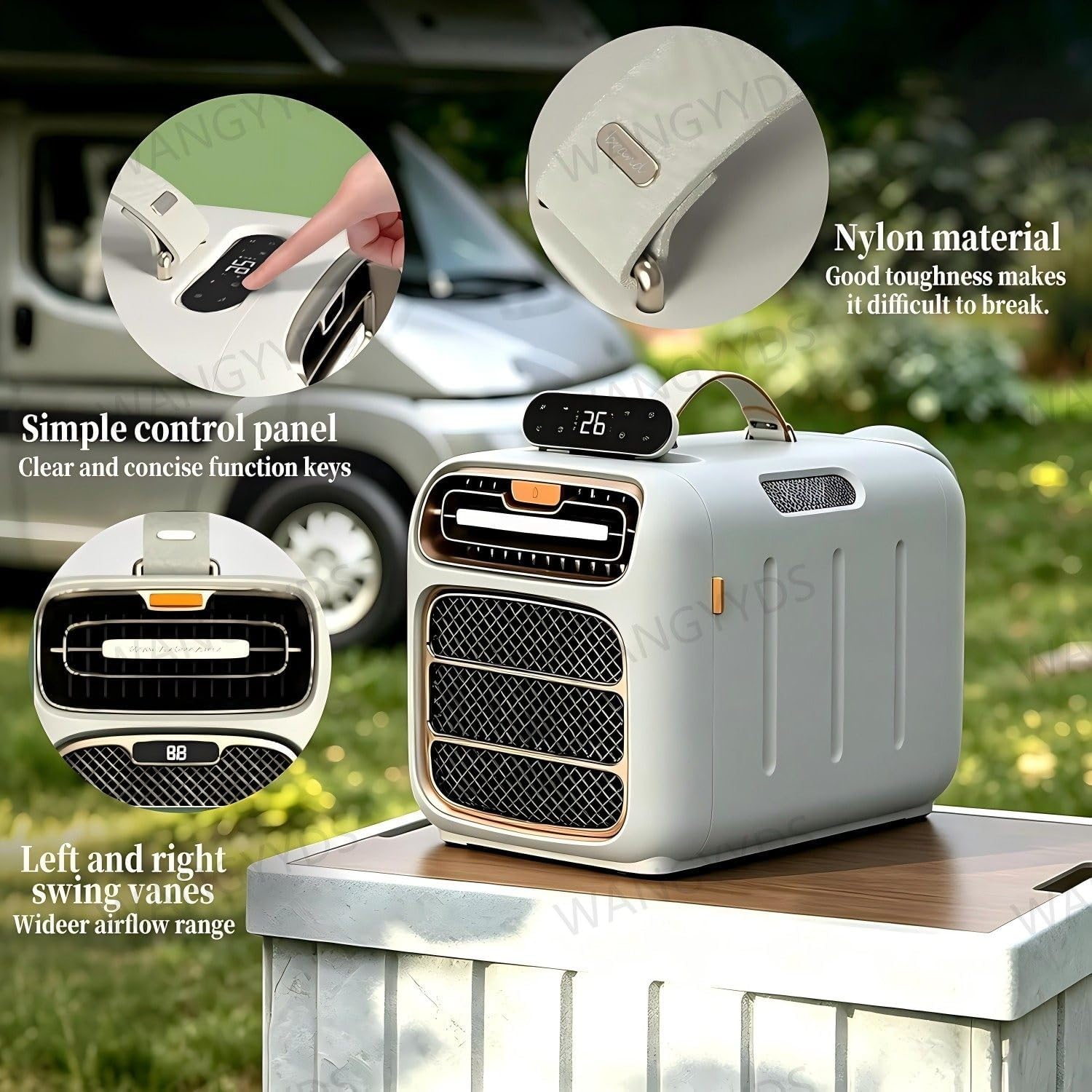 Climatiseur Mobile 4700 BTU, 3 En 1 Climatisation Avec Déshumidificateur Chauffage Et Mode Sommeil, Clim Mobile Silencieuse, Kit Fenêtre Fourni, Télécommande, Minuterie 24H