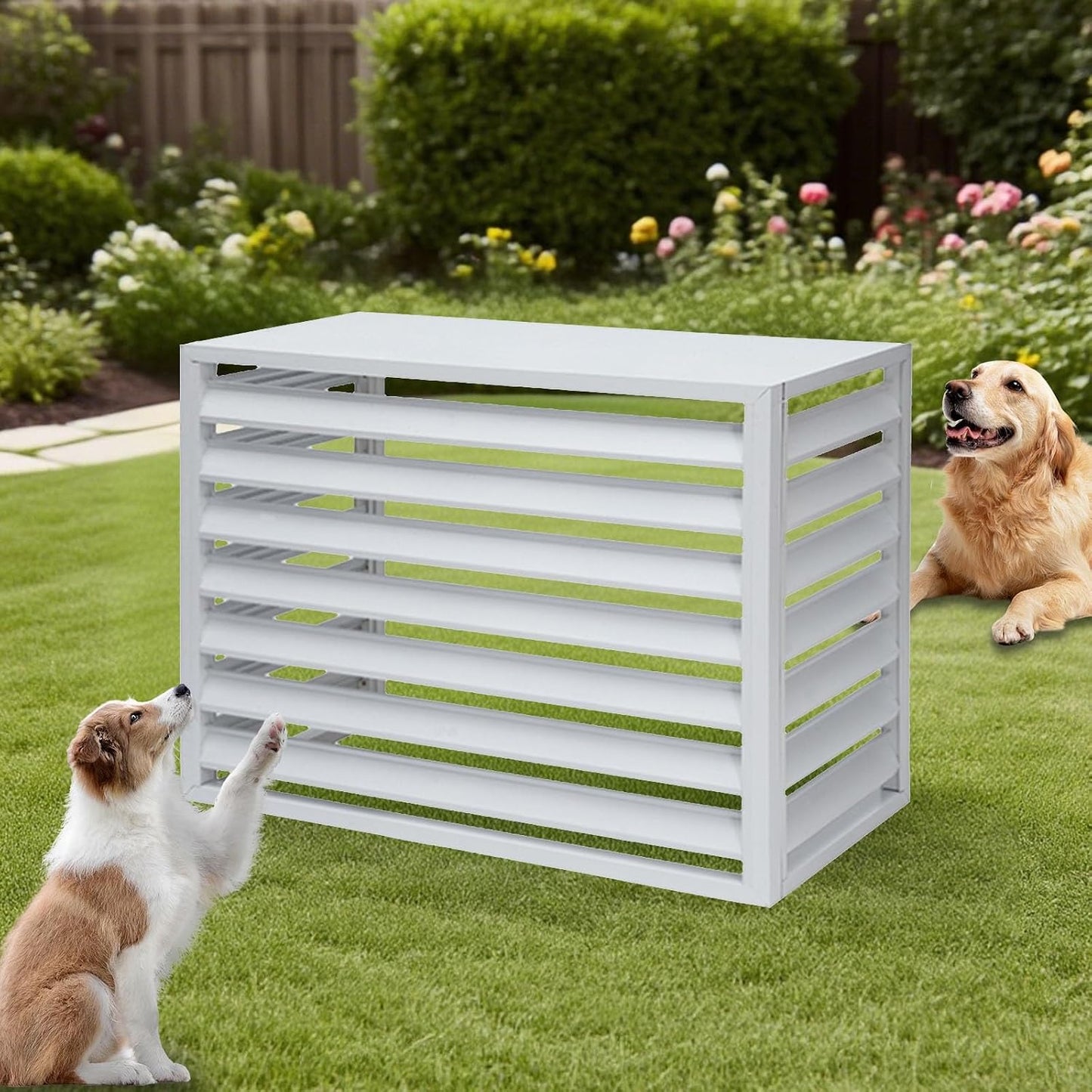 GENERIC Housse En Aluminium De Qualité Supérieure Pour Climatiseur – Protection Résistante Aux Intempéries Pour Pompes à Chaleur – Réduction Du Bruit Et élégante (blanc 100 X 50 X 70 Cm)