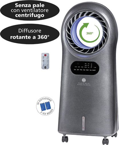  Macom Enjoy & Relax 989 Bladeless Breeze Refroidisseur évaporatif Sans Pales Gris Débit 10 M³/Min