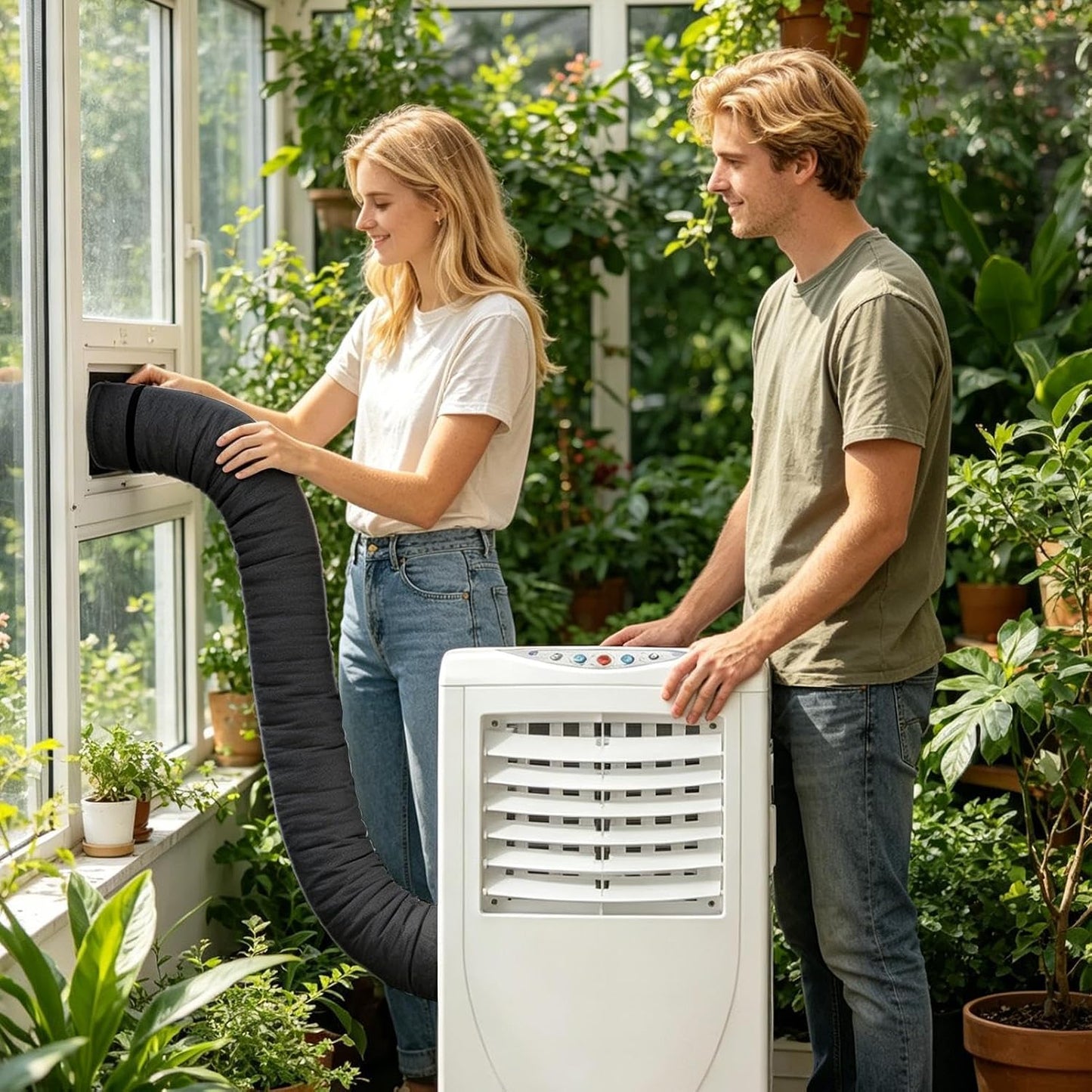  150x53cm Couvercle De Tuyau De Climatisation Portable Avec 3 Sangles | Imperméable Manchon D'isolation Pour Tuyau De Climatisation, Isolation Tuyau Climatiseur Manchon Pour Extérieur Intérieur