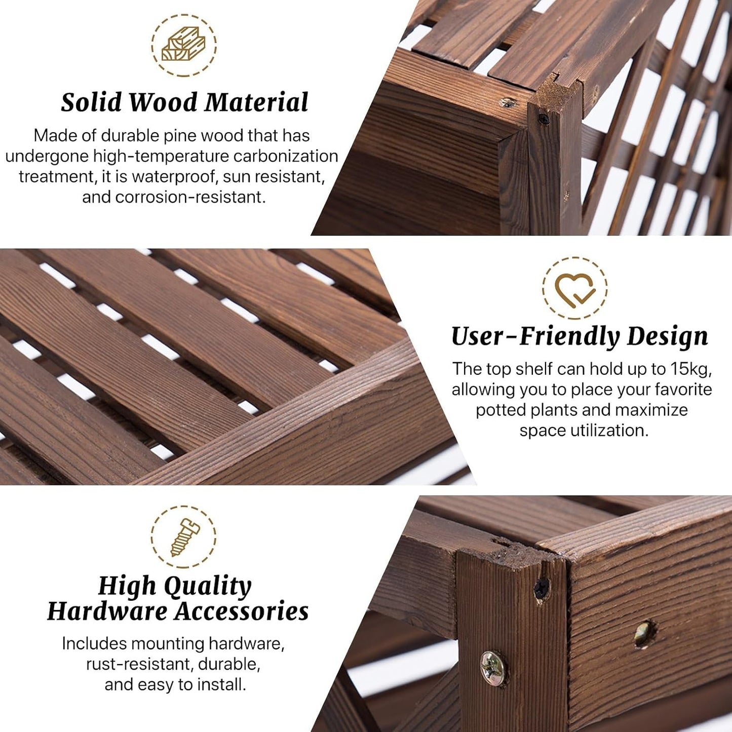  Marron Cache Clim Bois Cache Climatiseur Extérieur Bois Cache Pompe A Chaleur Extérieur Bois Pour Cacher Climatisation Support De Fleur Anti-Corrosion Support De Climatiseur Pour Jardin(110x50x85cm)
