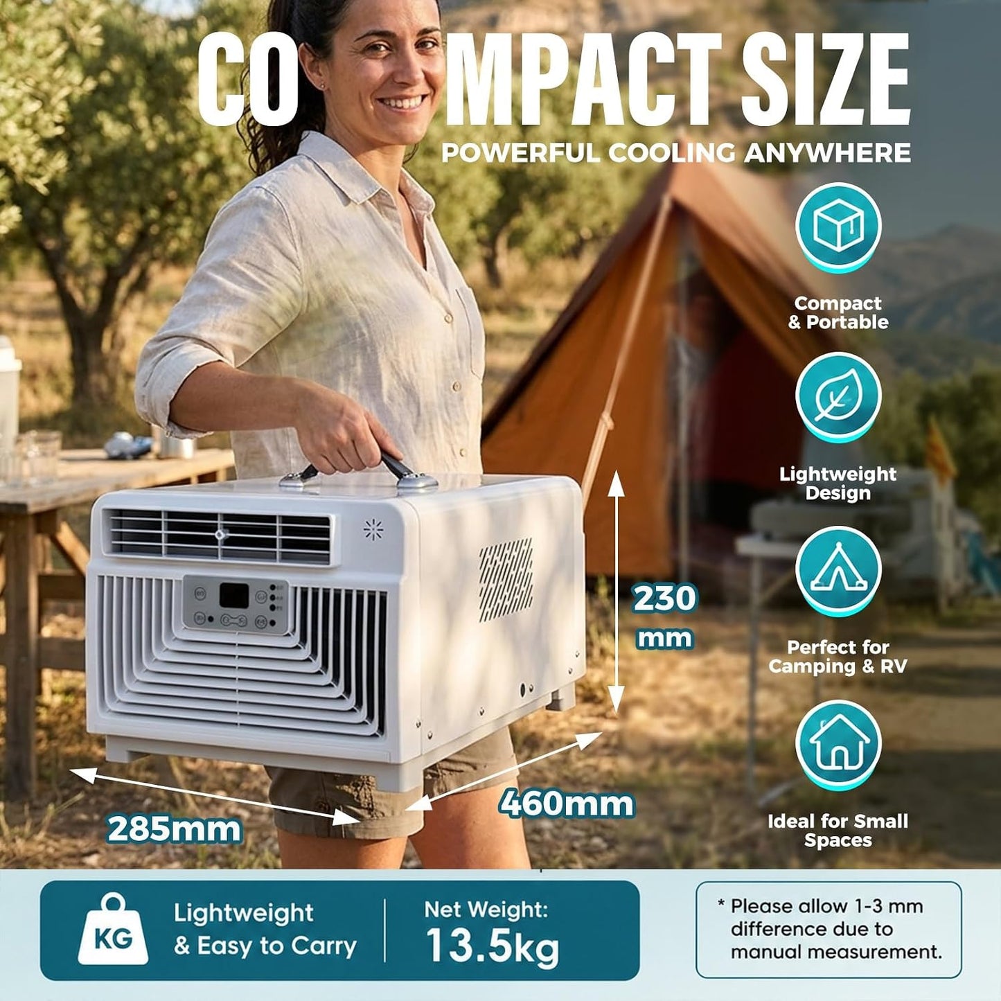  Climatiseur Mobile Pour Camion, Bateau Et Camping-Car, Petit Climatiseur Portable à Compresseur Avec Modes Refroidissement, Déshumidification, Ventilation Et Télécommande