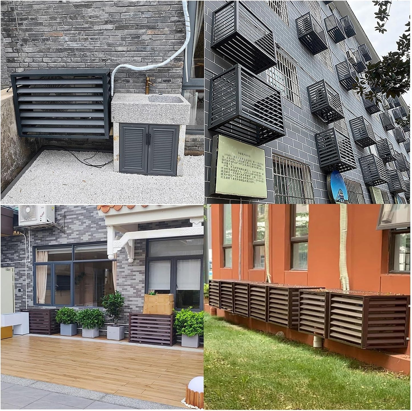  Housse De Protection En Aluminium Pour Climatiseur Et Pompe à Chaleur – Clôture Décorative Pour Unités Extérieures – Housse De Protection Autoportante Pour Climatisation Et Ordures – Utilisation En