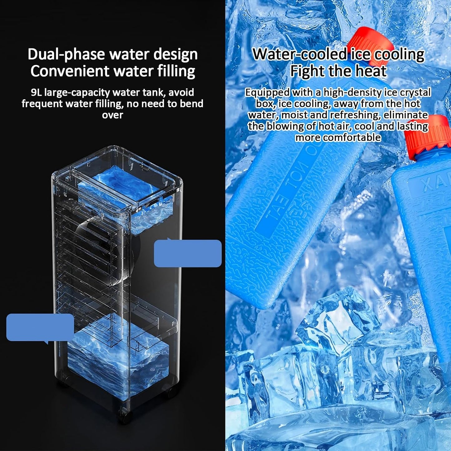 GENERIC Réservoir De Refroidisseur De Soirée 35L, Portable Avec Rouleaux Et Boîtes à Glace, Ventilateur Silencieux Pour L'intérieur/extérieur, Refroidissement Et Humidification Efficaces, Idéal Pour Le Bure