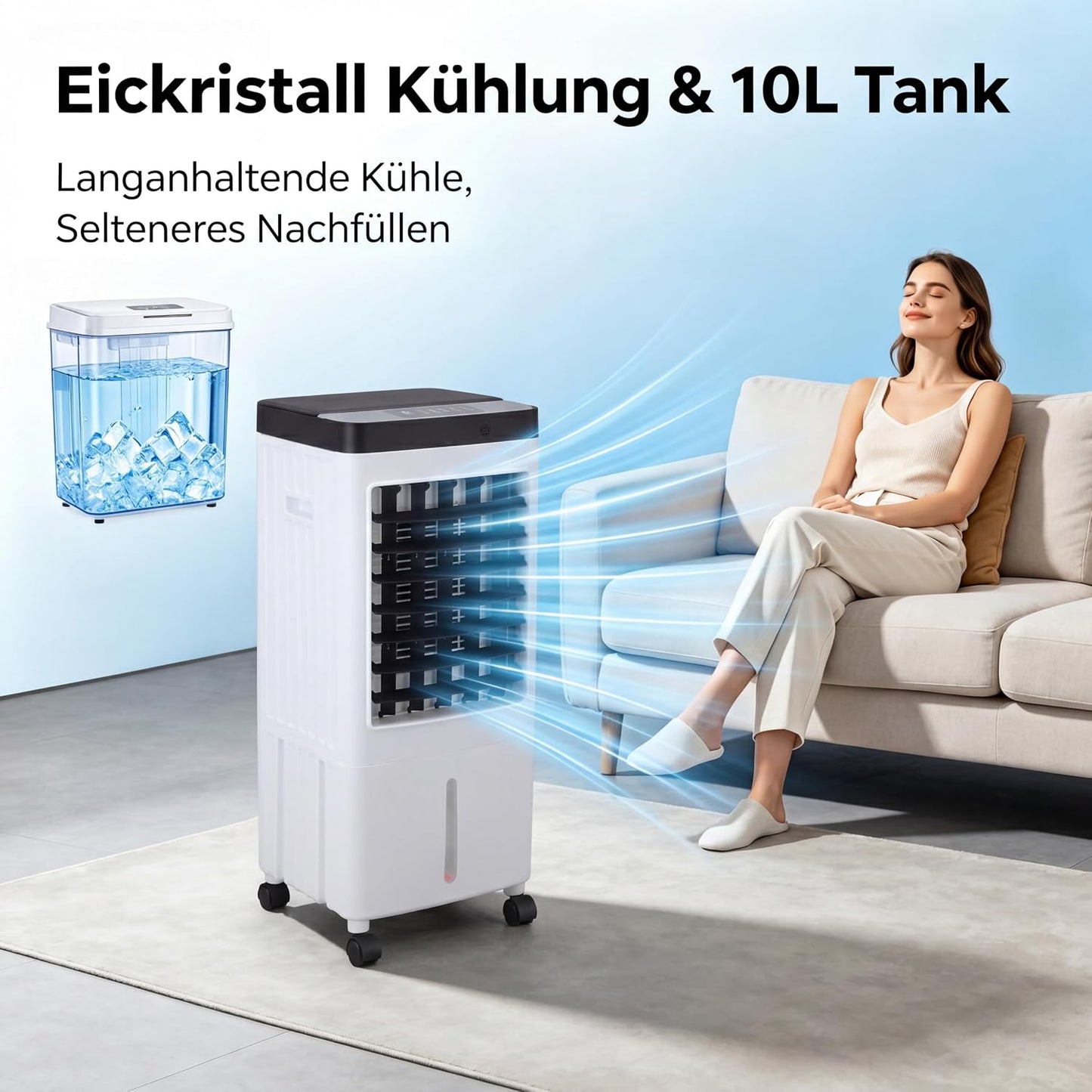  Refroidisseur Par évaporation Avec Ventilateur, 3 Vitesses, Télécommande, économie D'énergie, Idéal Pour Un Usage Domestique