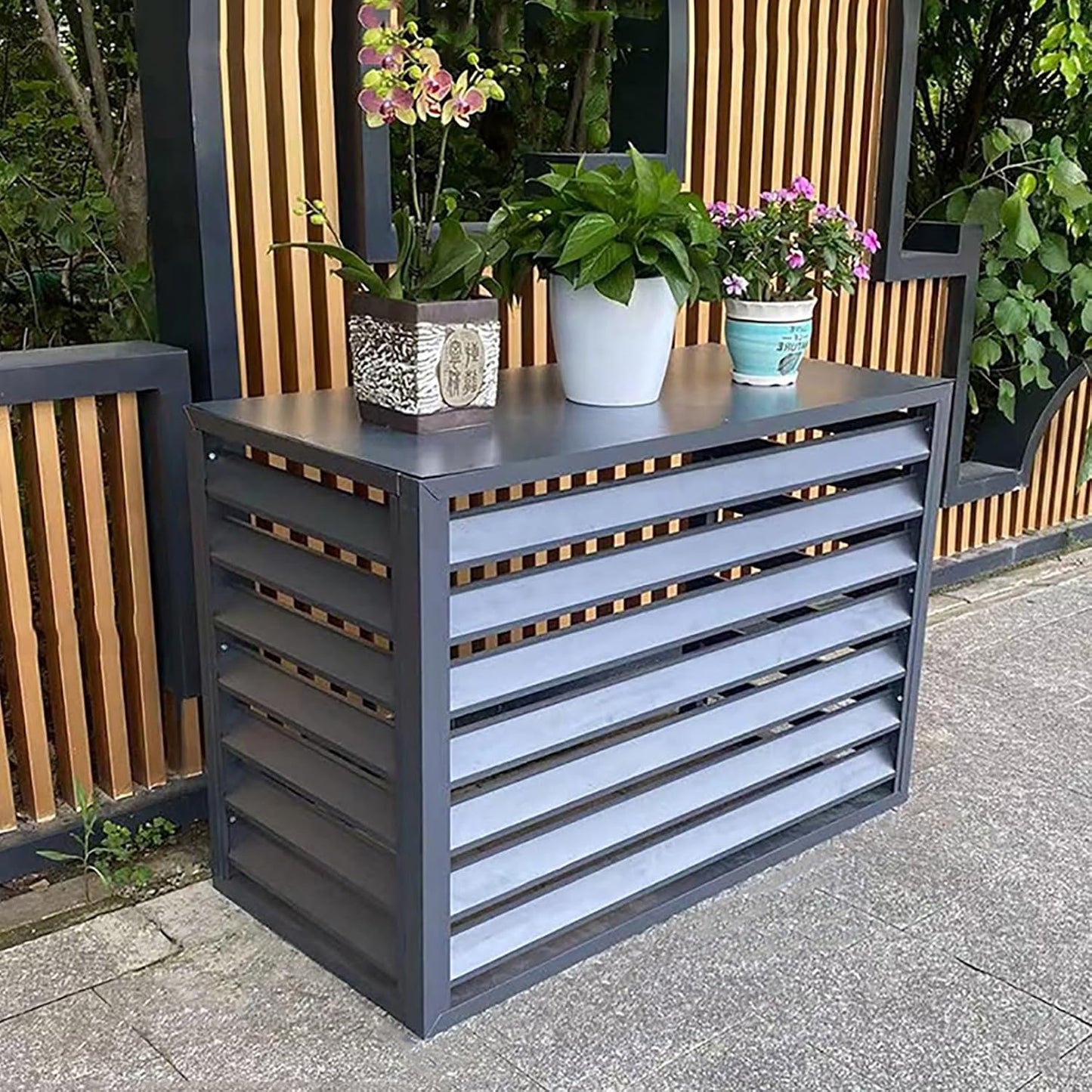 GENERIC Housse En Aluminium Pour Climatiseur Et écran De Pompe à Chaleur – Clôture D'intimité Décorative Extérieure, Pour Unités De Climatisation Et Ordures, Autoportante Et Résistante Aux Intempéries