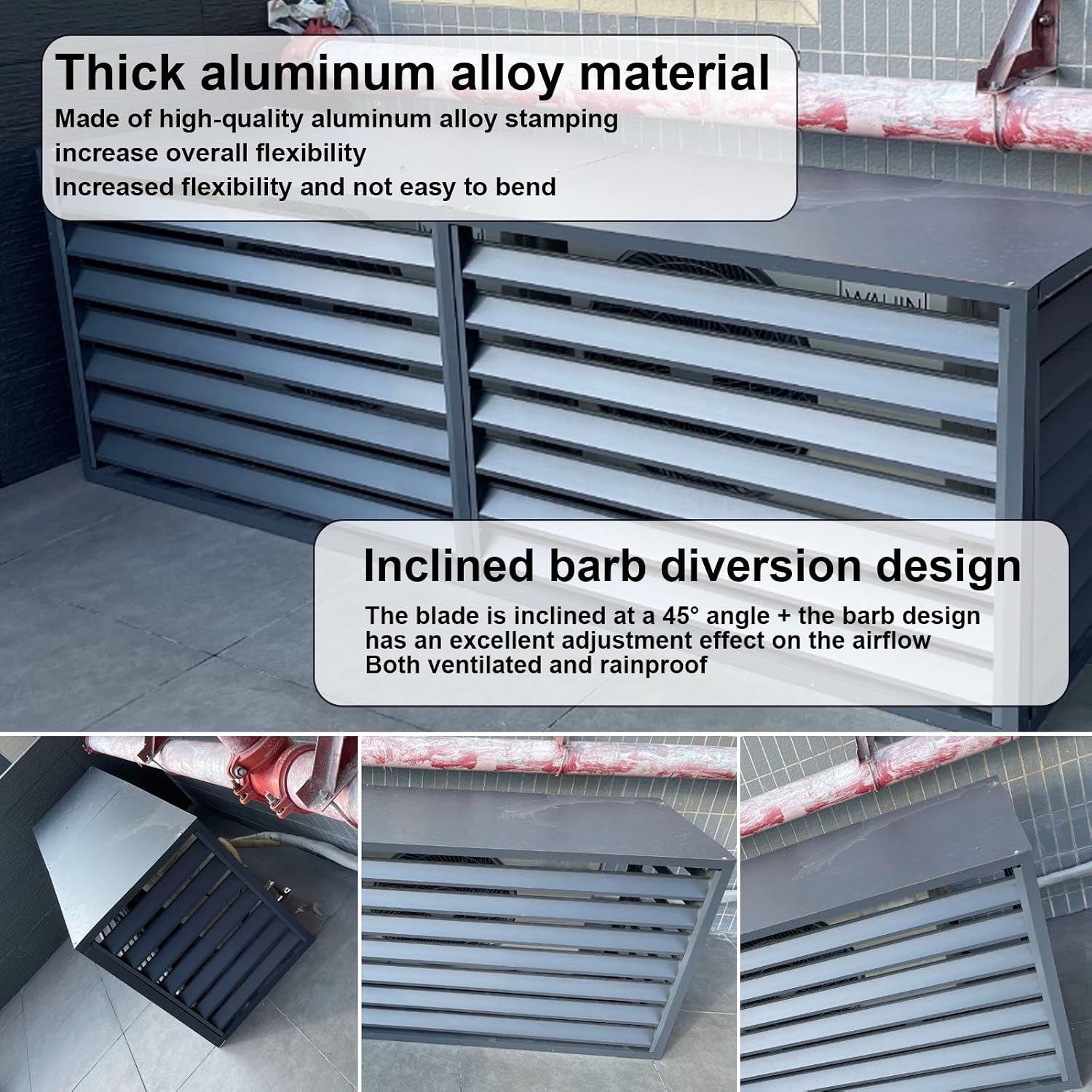 GENERIC Housse De Climatiseur Pour Unité Extérieure, Réduction Du Bruit, Protection Contre Les Intempéries Pour Systèmes Mini Split, Matériau Durable, Ajustement Universel, Bouclier Toutes Saisons