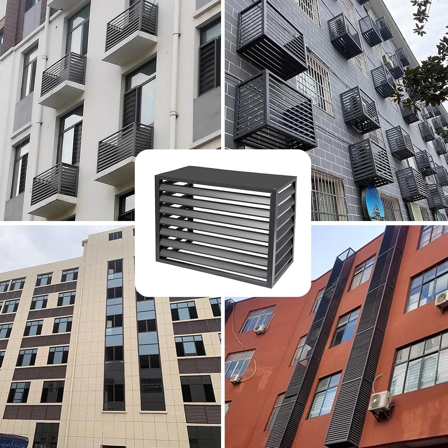 GENERIC Housse Et Clôture Pour Climatiseur Extérieur, Volets En Aluminium Pour Unités AC, Support De Fleurs Décoratif, Protège Et Masque L'unité AC (couleur : Blanc, Taille : 1,5P)