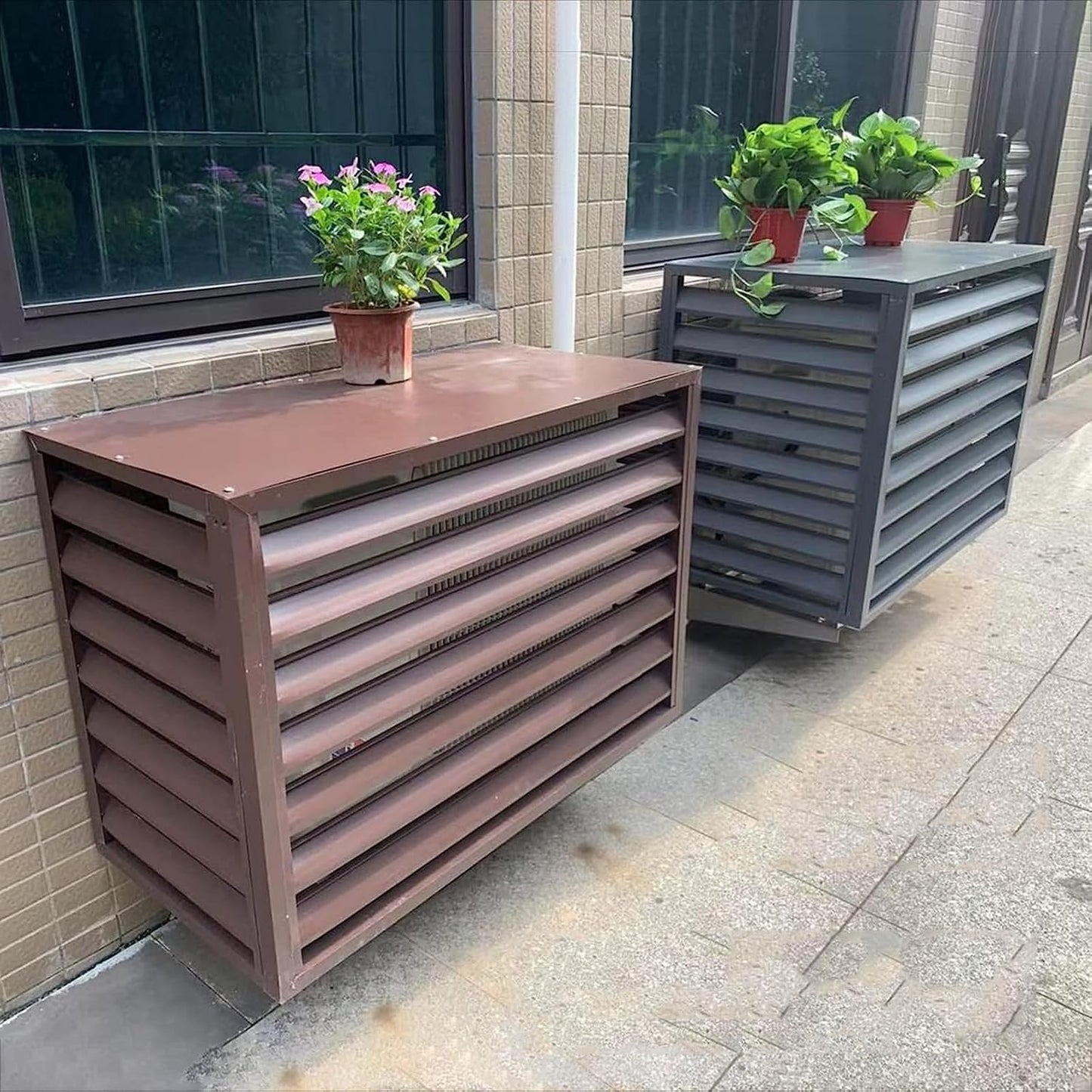  Housse De Protection En Aluminium Pour Climatiseur Et Pompe à Chaleur – Clôture Décorative Pour Unités Extérieures – Housse De Protection Autoportante Pour Climatisation Et Ordures – Utilisation En