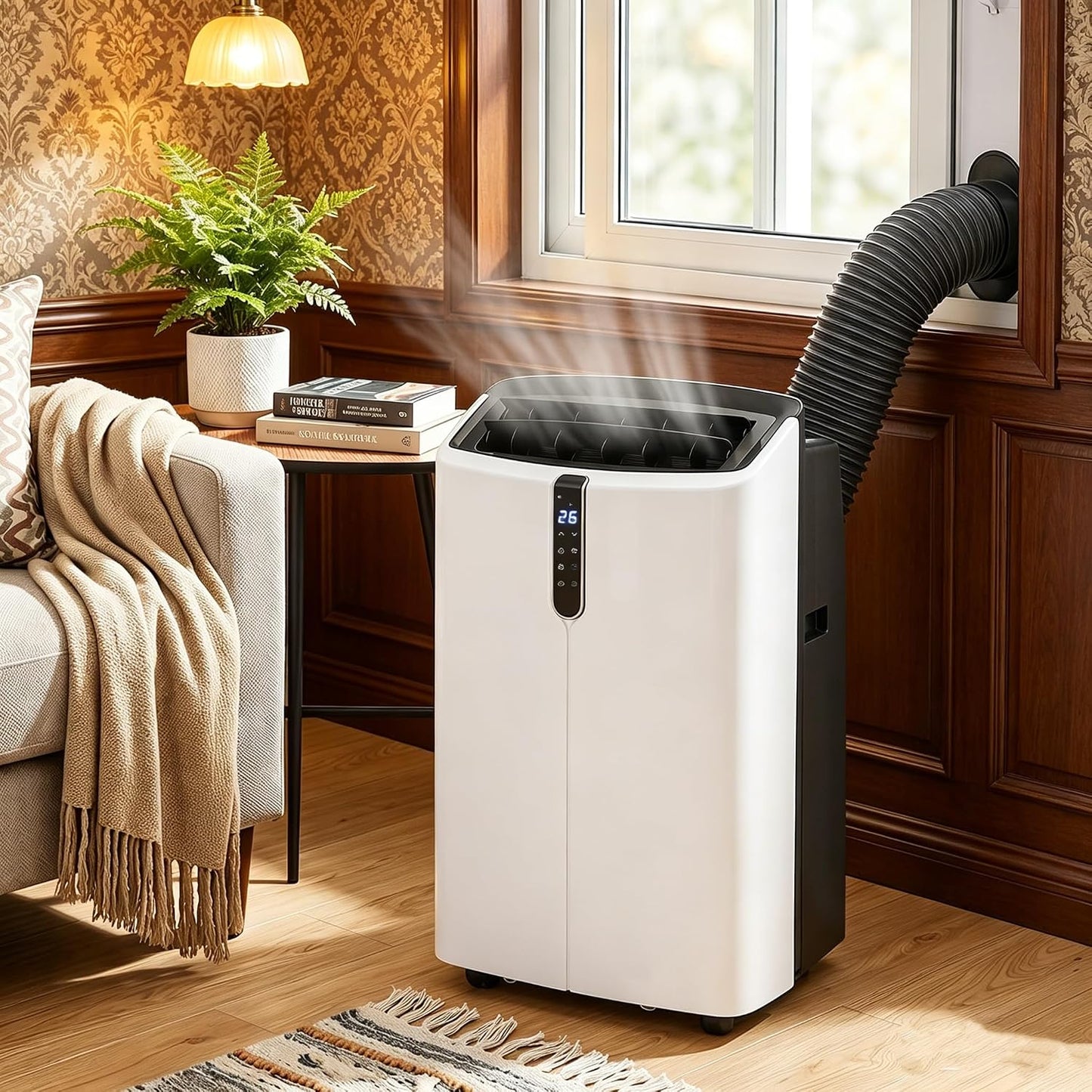  LIFEZEAL Climatiseur Mobile, Climatiseur Portable Avec Fonctions Refroidissement, Chauffage, Déshumidification Et Ventilation, Télécommande/Wi-Fi, Minuterie 24H (Style4-14000 BTU)