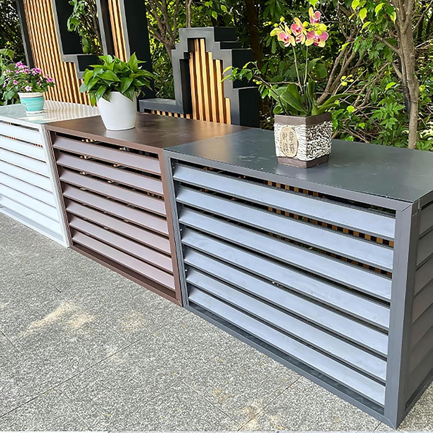  Housse De Climatiseur Extérieur Pour Climatiseurs Divisés – Protection Contre Les Intempéries – Design Antivol, Clôture De Confidentialité Décorative – Housse De Climatisation Résistante Aux