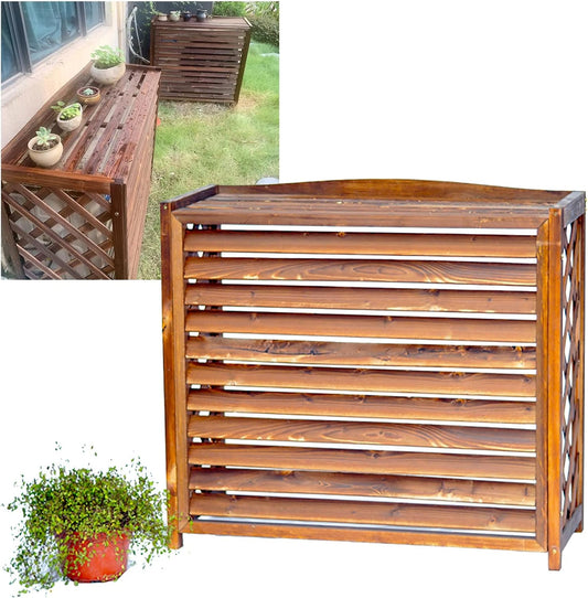  Clôture En Bois Massif Pour Climatisation, écran De Confidentialité Extérieur, Support Pour Climatiseur, Support Pour Fleurs, Grille De Protection Pour Séparation D'espace