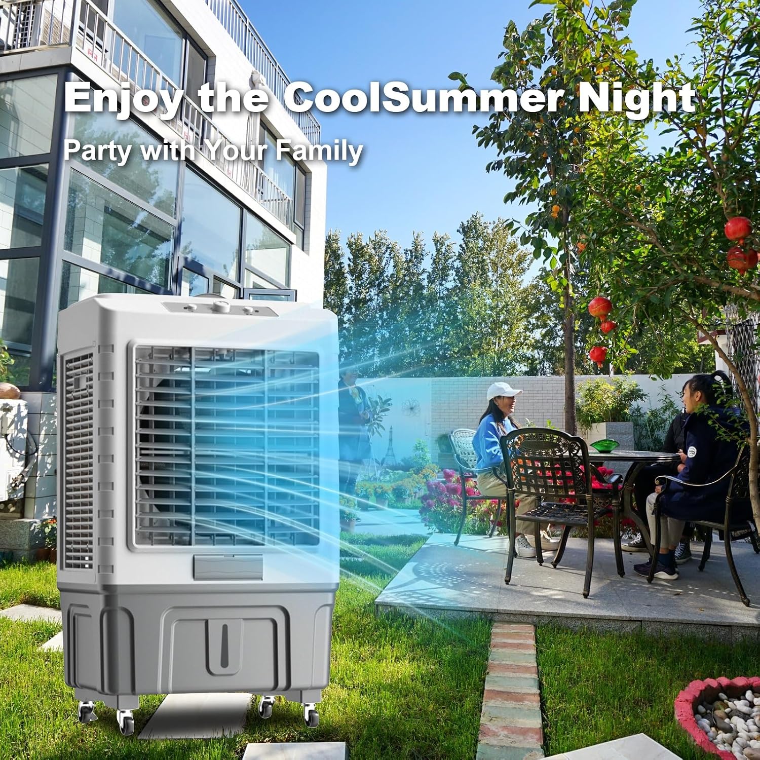 GENERIC Refroidisseur D'air Par évaporation Avec Grand Réservoir D'eau, Large Oscillation, Plusieurs Vitesses, Solution De Refroidissement Portable Pour Espaces Intérieurs Et Extérieurs