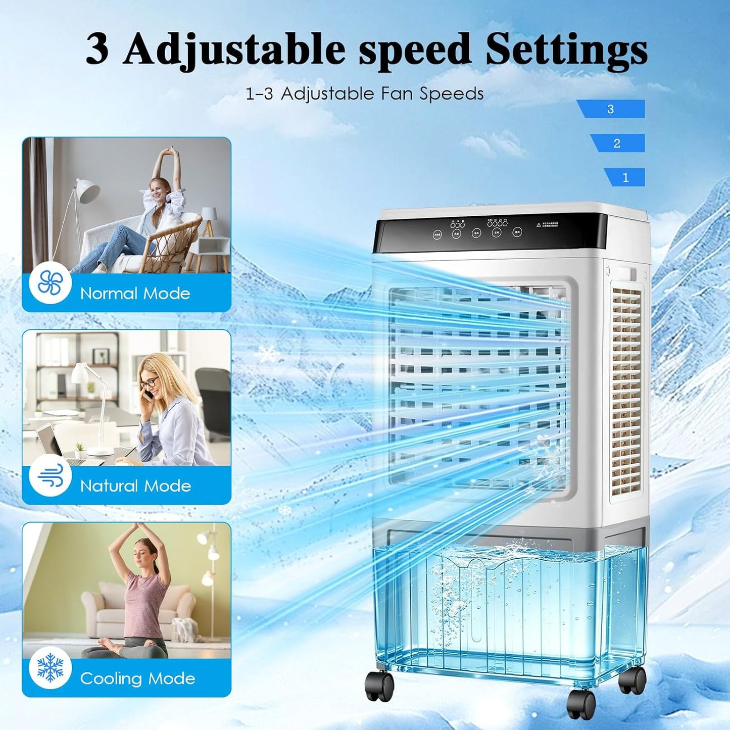 GENERIC Refroidisseur D'air Par évaporation Industriel 40 L Avec Télécommande, Blocs De Glace Inclus, Ventilateur De Refroidissement Commercial, Faible Consommation D'énergie, Refroidisseur D'air